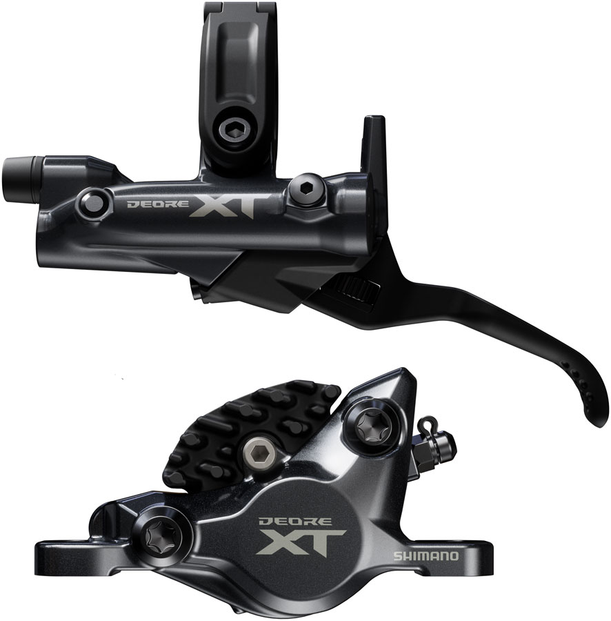 Shimano Deore XT M8200 Disc Brake and Lever - Left/Front  Post Mount  2-Piston Caliper  SM-BH90-SBM Hose  Fin Metal