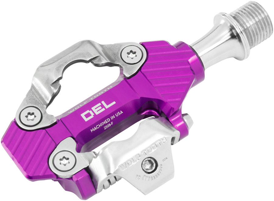 Wolf Tooth DEL Gravel Race Clipless Pedals - Single Sided Clipless  Alloy  9/16"  Ultraviolet Purple  Pair  Shimano SPD