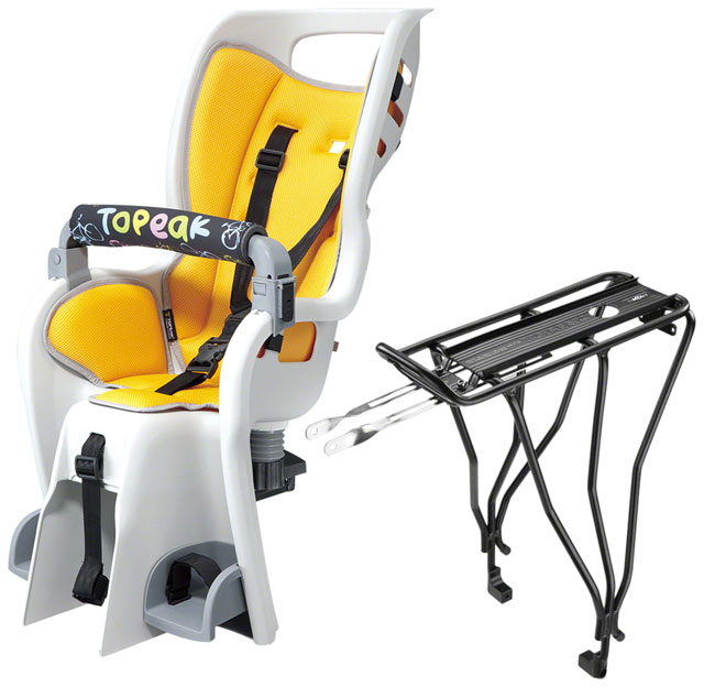 Bikeman: Topeak Baby Seat Seat With Disc Compatible Rear Rack - Fits 26", MTX 2.0, Gray/Yellow