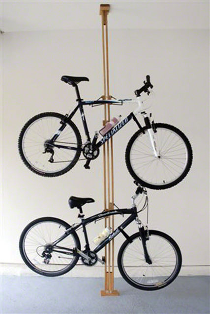 Bikeman Gear Up Floor To Ceiling Oak Storage Rack 2 Bike