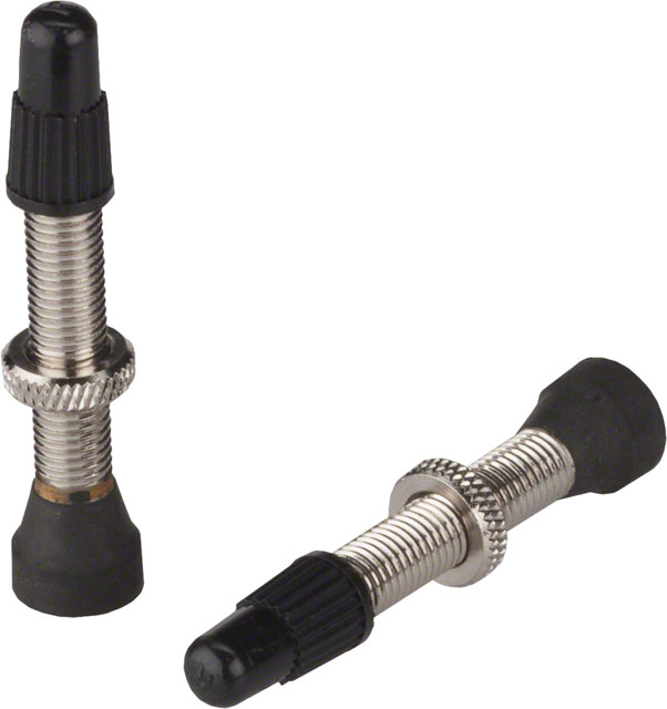 WHISKY No.7 Brass Tubeless Valves - Pair, 40mm, Silver