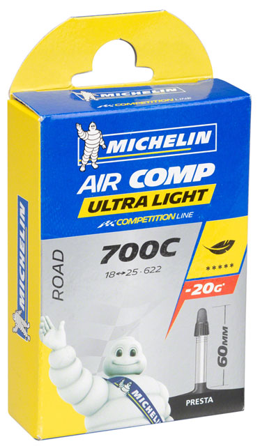 Camera D'aria Bici Da Corsa Michelin Air Comp Ultra Light: 700x18/23, Valvola Presta