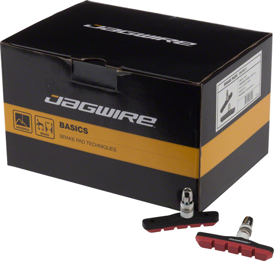 Pastillas de freno en V Jagwire Mountain Sport rojas para todo tipo de clima, poste roscado, paquete de 25 - Imagen 1 de 1