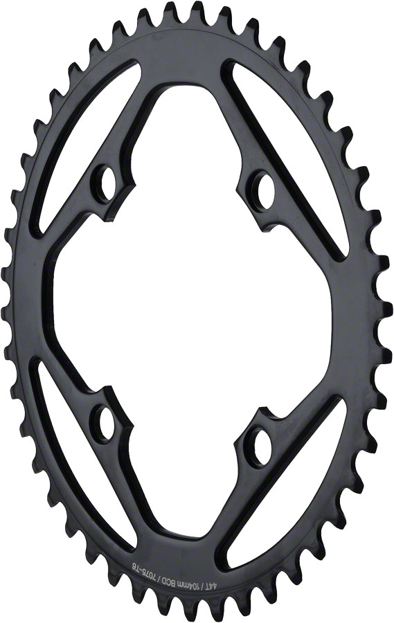 48T Aluminum Single Speed Chainring - 104 BCD, Black, No Shift