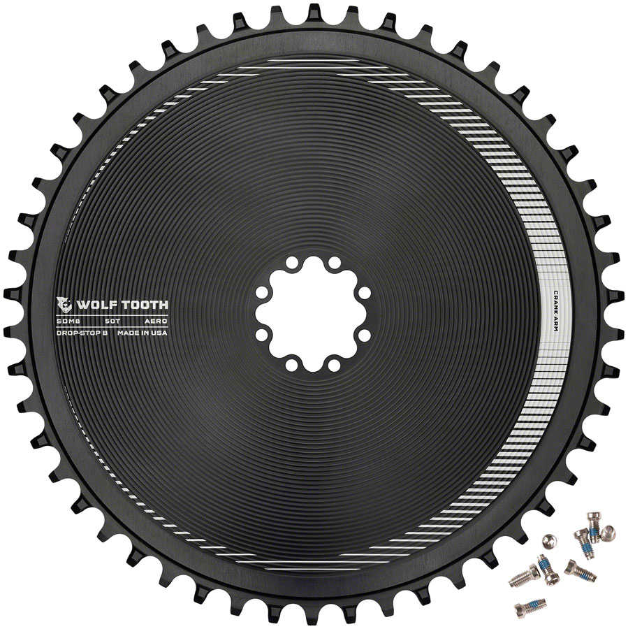 Wolf Tooth Aero Direct Mount Chainring - 50t, Direct Mount 8-Bolt, Drop-Stop B,