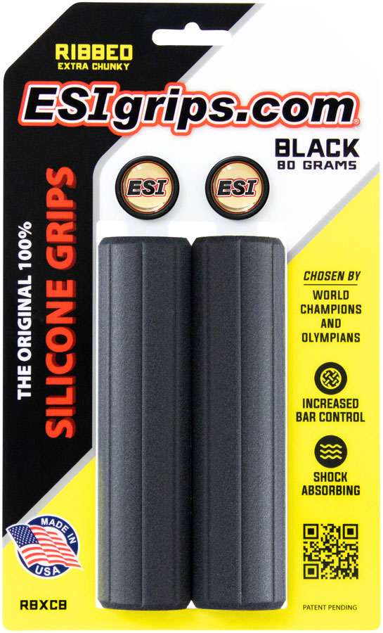 ESI Ribbed Extra Chunky Grips - Black Standard Grip Length Bar Plugs Included 4890₽