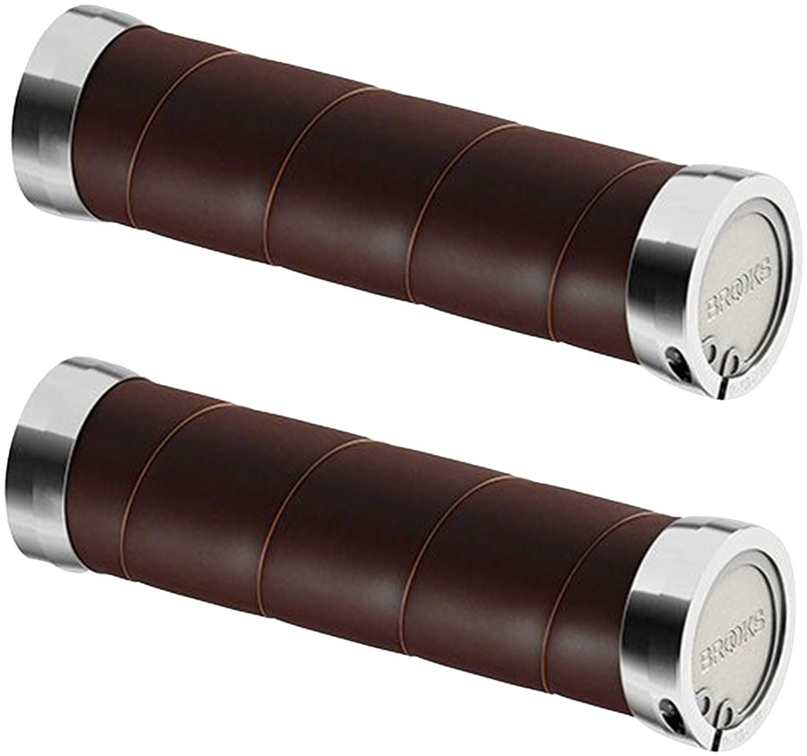 パーツ BROOKS SLENDER LEATHER GRIPS brown Brooks Slender Leather Grips - Brown, 130/130mm | eBay