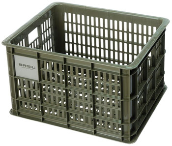 Basil Bicycle Crate M, 29.5L, Recycled Synthetic, Moss Green EA Baskets