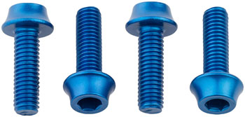 Wolf Tooth Water Bottle Cage Bolts - Set/4, Aluminum, Blue EA Water Bottle Cage Hardware