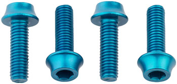 Wolf Tooth Water Bottle Cage Bolts - Set/4, Aluminum, Teal EA Water Bottle Cage Hardware
