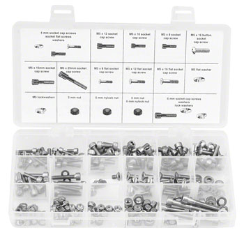 Wheels Manufacturing 4,5,6mm Fastener Kit - 218 Pieces of Stainless Steel Bolts, Nuts, Washers EA Fastener Kits