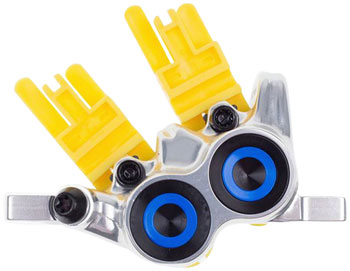 Magura MT Trail SL Disc Brake Caliper - Front, Post Mount, 4-Piston, Chrome/Blue Chrome EA Disc Brake Calipers