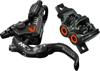 Magura MT7 HC3 Disc Brake and Lever - Front or Rear, Hydraulic, Post Mount, Black/Orange EA Disc Brake & Lever