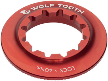 Wolf Tooth Centerlock Rotor Lockring - Internal Splined, Red EA Disc Rotor Parts and Lockrings