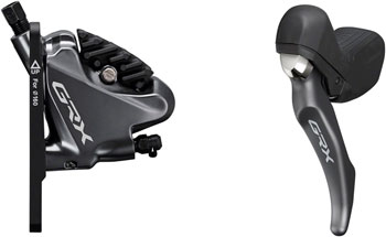 Shimano GRX BL-RX810/BR-RX810 Disc Brake and Lever - Front, Hydraulic, Flat Mount, Finned Resin Pads, Black SET Disc Brake & Lever