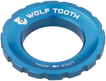 Wolf Tooth CenterLock Rotor Lockring - External Splined, Blue EA Disc Rotor Parts and Lockrings
