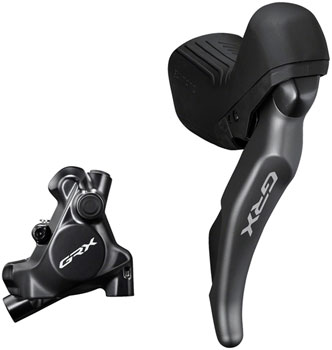 Shimano GRX ST-RX820 Shift/Brake Lever with BR-RX820 Hyd Disc Brake Caliper - Right/Rear, 12-Speed, Flat Mount Caliper, For 25mm Mount EA Hydraulic Brake/Shift Lever, Drop Bar