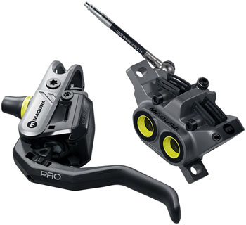 Magura Gustav Pro Disc Brake and Lever - Front or Rear, Post Mount, 4-Piston, Aluminum Lever Blade, Black/Anthracite Gray Black/Anthracite Gray EA Disc Brake & Lever