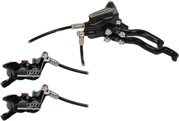 Hope Tech 3 E4 Duo Disc Brake and Lever - Left Hand, Front and Rear, Hydraulic, Post Mount, Black EA Disc Brake & Lever