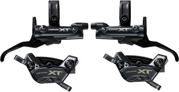 Shimano Deore XT M8200/8220 Disc Brake Upgrade Kit - Right and Left BL-M8200 Levers, Post Mount, Front and Rear BR-M8220 4-Piston Calipers Black EA Disc Brake & Lever
