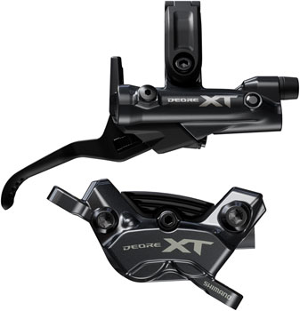 Shimano Deore XT BR-M8220 Disc Brake and BL-M8200 Lever - Right/Rear, Post Mount, 4-Piston Caliper, SM-BH90-SBM Hose, Fin Metal Pads, Black EA Disc Brake & Lever
