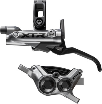 Shimano XTR M9220 Enduro Disc Brake and Lever - Left/Front, Post Mount, 4-Piston Caliper, SM-BH90-SBM Hose, Finned Metal Pads, Gray EA Disc Brake & Lever