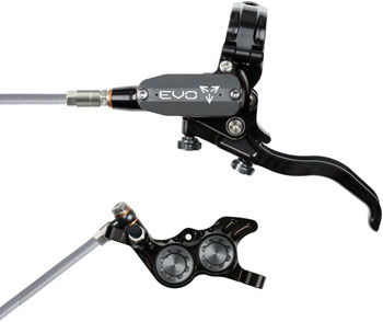 Hope EVO GR4 Disc Brake and Lever Set - Left Hand, Post Mount, 4-Piston, Braided Hydraulic Hose, Black/Smoke EA Disc Brake & Lever