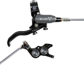 Hope EVO GR4 Disc Brake and Lever Set - Right Hand, Post Mount, 4-Piston, Braided Hydraulic Hose, Black/Smoke EA Disc Brake & Lever