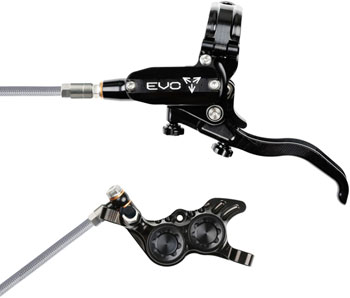 Hope EVO GR4 Disc Brake and Lever Set - Left Hand, Post Mount, 4-Piston, Braided Hydraulic Hose, Black EA Disc Brake & Lever