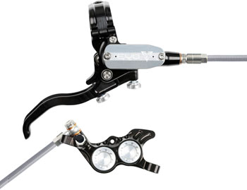 Hope EVO GR4 Disc Brake and Lever Set - Right Hand, Post Mount, 4-Piston, Braided Hydraulic Hose, Black/Silver EA Disc Brake & Lever