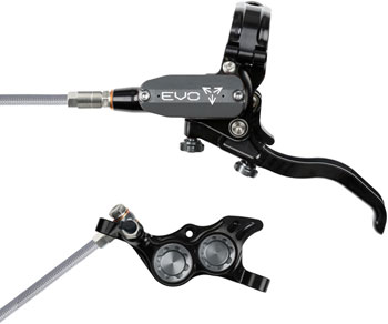 Hope EVO TR4 Disc Brake and Lever Set - Left Hand, Post Mount, 4-Piston, Braided Hydraulic Hose, Black/Smoke EA Disc Brake & Lever