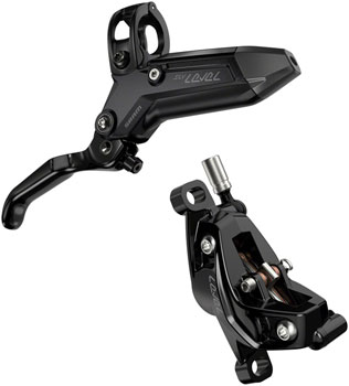 SRAM Level Silver Stealth Disc Brake and Lever - Rear, Post Mount, 4-Piston, Aluminum Lever, SS Hardware, Black, C1 Black EA Disc Brake & Lever