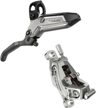 SRAM Level Ultimate Stealth Disc Brake and Lever - Front, Post Mount, 4-Piston, Carbon Lever, Titanium Hardware, Black/Silver, C1 Black/Silver EA Disc Brake & Lever