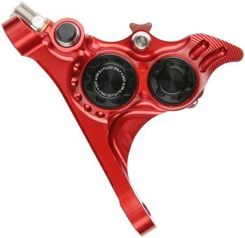 Hope RX4+ SL Disc Brake Caliper - Front Flat Mount Direct, +20mm, DOT Type, Red EA Disc Brake Calipers