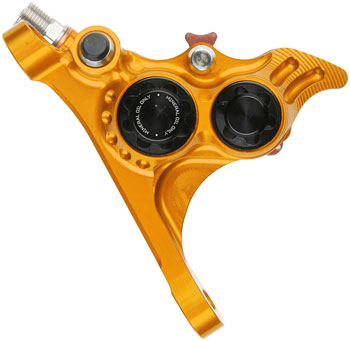 Hope RX4+ SL Disc Brake Caliper - Front Flat Mount Direct, +20mm, Mineral Oil Type, Orange EA Disc Brake Calipers