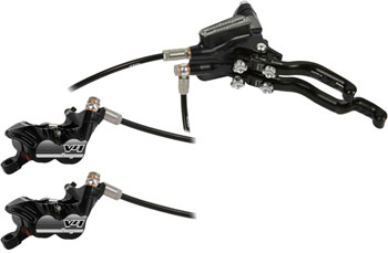 Hope Tech 3 V4 Duo Disc Brake and Lever - Left Hand, Front and Rear, Hydraulic, Post Mount, Black EA Disc Brake & Lever