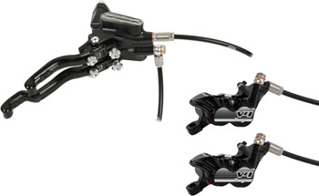 Hope Tech 3 V4 Duo Disc Brake and Lever - Right Hand, Front and Rear, Hydraulic, Post Mount, Black EA Disc Brake & Lever
