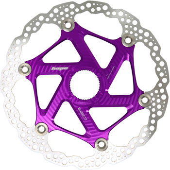 Hope MTB Floating Centre-Lock Disc Brake Rotor - 203mm, Center-Lock, Purple EA Disc Rotor
