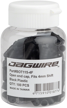 Jagwire 4mm Open Nylon End Caps Bottle of 100, Black BOT Housing End Caps