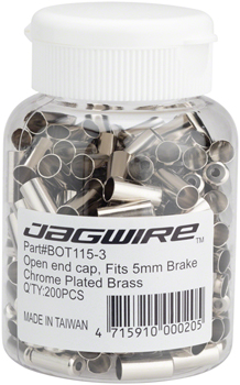 Jagwire 5mm Open End Caps Bottle of 200, Chrome Plated Silver BOT Housing End Caps