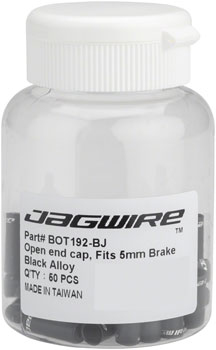 Jagwire 5mm Open Alloy End Caps Bottle of 50, Black BOT Housing End Caps