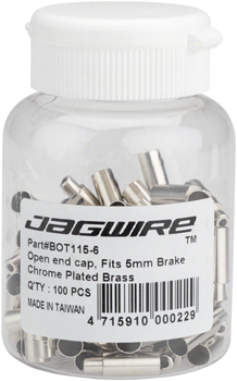 Jagwire 5mm to 4mm Step Down Open End Caps Bottle of 100, Chrome Plated Silver BOT Housing End Caps