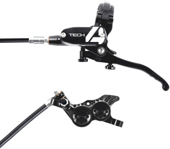 Hope Tech 4 V4 Disc Brake and Lever Set - Rear, Hydraulic, Post Mount, Black EA Disc Brake & Lever