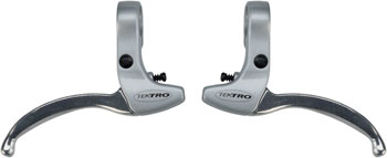 Tektro CL332RS 3-Finger Alloy Linear Pull Brake Lever Set Silver PAA Brake Lever, Flat Bar/BMX Pair