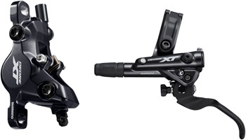 Shimano Deore XT BL-M8100/BR-M8100 Disc Brake and Lever - Front, Hydraulic, Post Mount, 2-Piston, Finned Pads, I-SPEC EV Clamp Band, Black SET Disc Brake & Lever