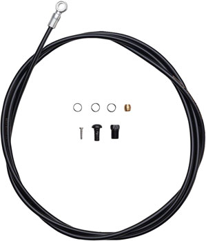 Shimano SM-BH90-SBS High Pressure Disc Brake Hose Kit - Long Silver Banjo Caliper Connector, 1700mm, Black EA Disc Brake Hose Kit