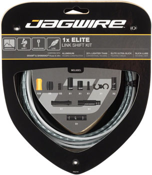 Jagwire 1x Elite Link Shift Cable Kit SRAM/Shimano with Polished Ultra-Slick Cable, Ltd. Gray EA Shift Cable and Housing Sets