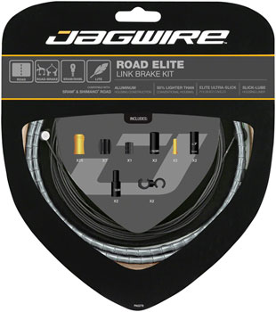 Jagwire Road Elite Link Brake Cable Kit SRAM/Shimano with Ultra-Slick Uncoated Cables, Ltd. Gray EA Brake Cable and Housing Sets