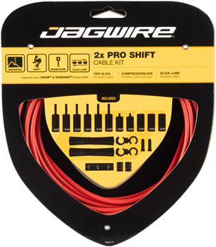 Jagwire Pro Shift Kit Road/Mountain SRAM/Shimano, Red EA Shift Cable and Housing Sets