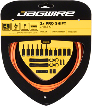 Jagwire Pro Shift Kit Road/Mountain SRAM/Shimano, Orange EA Shift Cable and Housing Sets